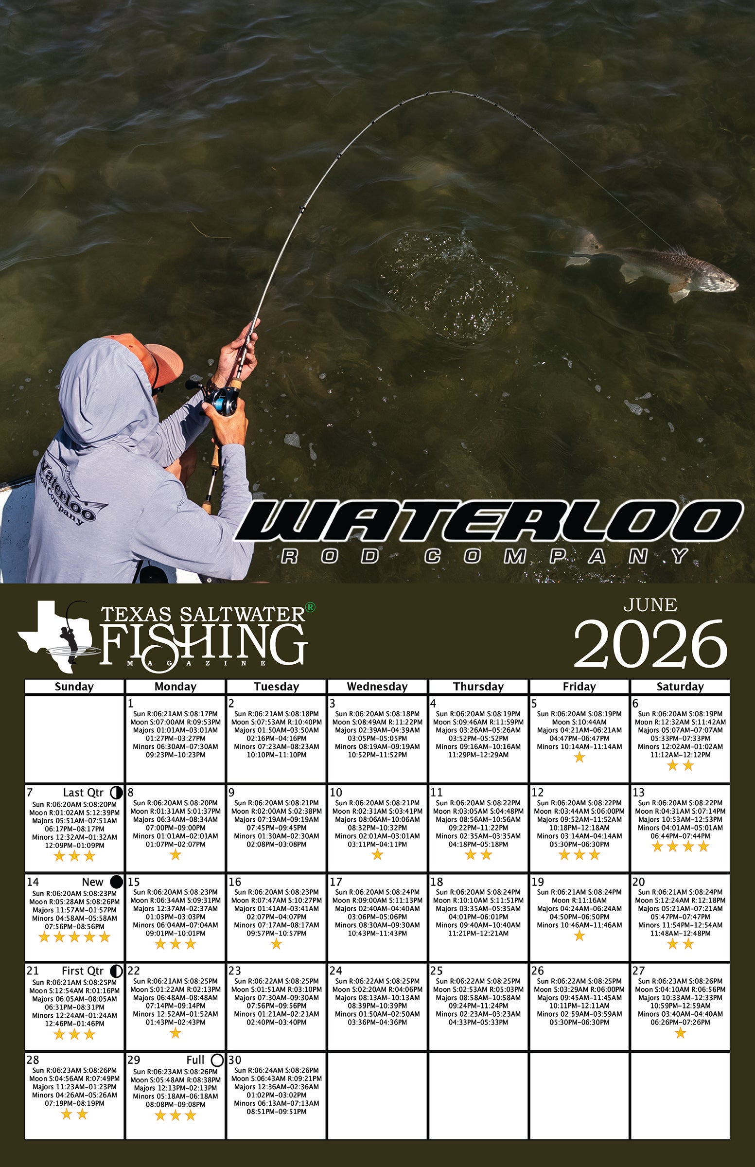 2026 Desk Solunar Calendar – Texas Saltwater