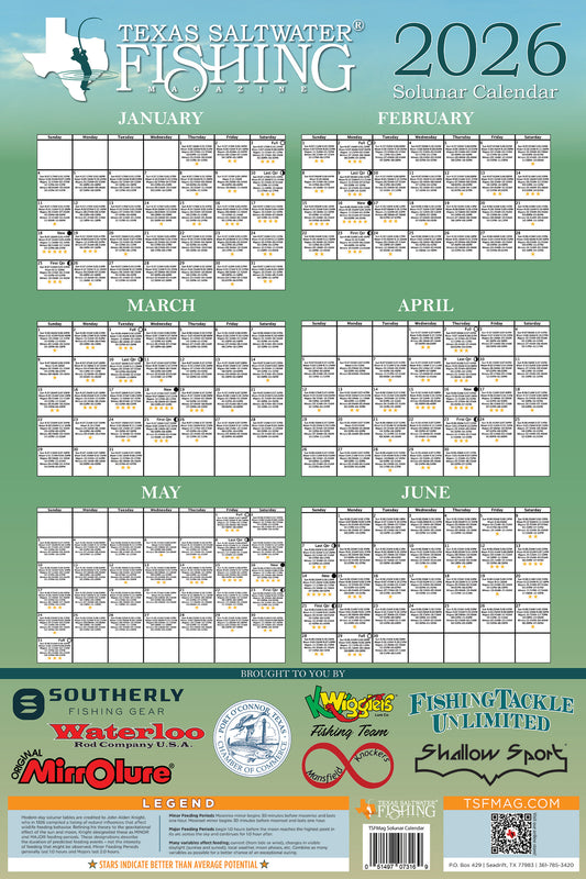 2026 Wall Solunar Calendar